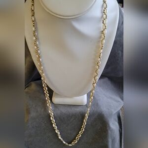 2/$12 Vintage faux pearl and goldtone long weaved necklace